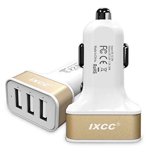 0881314554539 - IXCC 3-PORT USB 7.2 A 36W UNIVERSAL HIGH CAPACITY FAST CAR CHARGER FOR APPLE IPHONE, IPAD, SAMSUNG, ANDROID AND WINDOWS SMARTPHONE AND TABLET - GOLD
