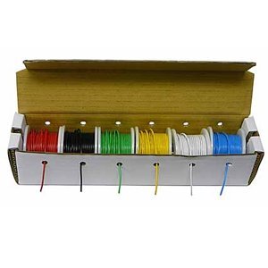 0881314748365 - HOOK-UP WIRE KIT - SOLID WIRE KIT 22G, SOLID, 100FT. SPOOLS WITH DISPENSER BOX, 6 COLORS. ELECTRONIX EXPRESS®
