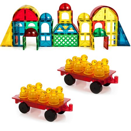 0881314992546 - AWARD WINNING MAGNETIC STICK N STACK 111 PIECE DELUXE VEHICLE SET INCLUDING A LARGE BRIDGE PIECE, TOLL BOOTHS, FIGURES, 5 CAR BASSES AND MUCH MORE.