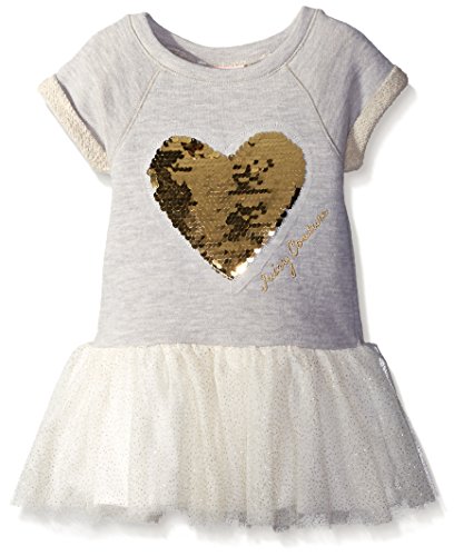 0881634121862 - JUICY COUTURE BABY FRENCH TERRY VANILLA DRESS WITH GLITTER MESH SKIRT, GRAY, 18 MONTHS