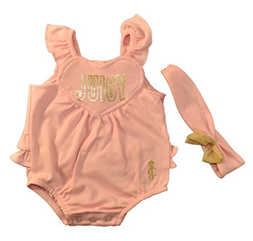 0881634129813 - JUICY COUTURE BABY SOLID INTERLOCK SUN SUIT WITH HEADBAND, PINK, 3-6 MONTHS