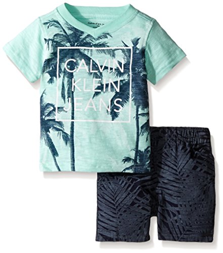 0881634145035 - CALVIN KLEIN BABY-BOYS JERSEY TEE AND RIP-STOP CANVAS SHORTS, MULTI, 18 MONTHS