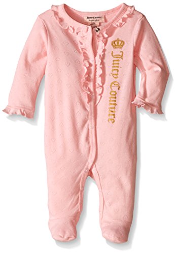 0881634317029 - JUICY COUTURE BABY SLEEPER - HEART POINTELLE PRINT, PINK, 3-6 MONTHS