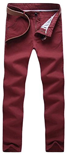 8819769563433 - TOOTLESS MEN'S SKINNY FITTED STRAIGHT HAREM PANT TROUSERS WINE RED 31