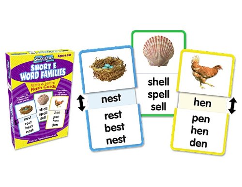 0088231965589 - TEACHER CREATED RESOURCES WORD FAMILIES - SHORT E SLIDE & LEARN FLASH CARDS