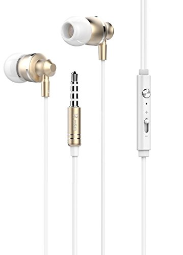 0088234774492 - D & K EXCLUSIVES® METAL EARPHONES NOISE ISOLATING BASS IN-EAR HEADPHONES WITH MIC & REMOTE CONTROL FOR IPHONE 6/6S/6 PLUS/6S PLUS/ 5/5C/5S, IPAD/IPOD, ANDROID SMARTPHONE MP3 PLAYERS (GOLD)