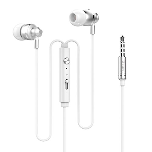 0088234774508 - D & K EXCLUSIVES® METAL EARPHONES NOISE ISOLATING BASS IN-EAR HEADPHONES WITH MIC & REMOTE CONTROL FOR IPHONE 6/6S/6 PLUS/6S PLUS/ 5/5C/5S, IPAD/IPOD, ANDROID SMARTPHONE MP3 PLAYERS (SILVER)