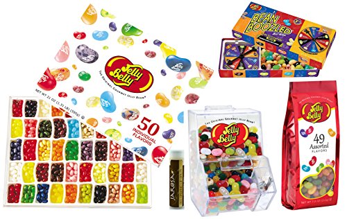 0088234830624 - JELLY BELLY FAMILY FUN PACK GIFT BOX- 50 FLAVOR SAMPLER GIFT BOX, BEAN-BOOZELED SPINNER GAME, 7.5 OZ ASSORTED JELLY BEANS, A MINI BEAN BIN AND A JAROSA BEE ORGANIC CHOCOLATE BLISS LIP BALM
