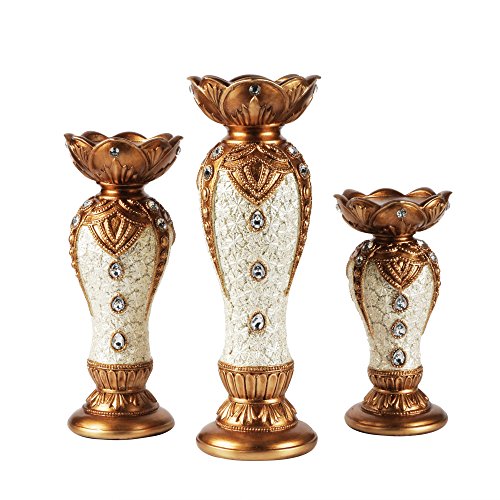 0088235482419 - THE JAY COMPANIES 1521571CB SET OF 3 CANDLE HOLDERS-WHITE/GOLD