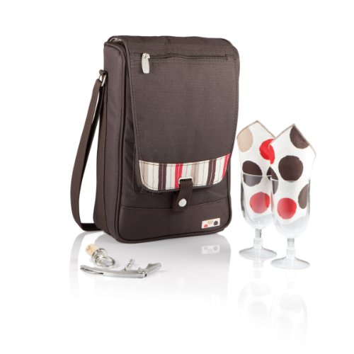 0882503039561 - PICNIC TIME 'BAROSSA' INSULATED WINE TOTE WITH WINE ACCESSORIES FOR TWO, MOKA COLLECTION