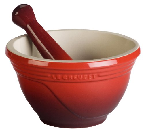 0882628641472 - LE CREUSET STONEWARE 10-OUNCE MORTAR AND PESTLE, CHERRY