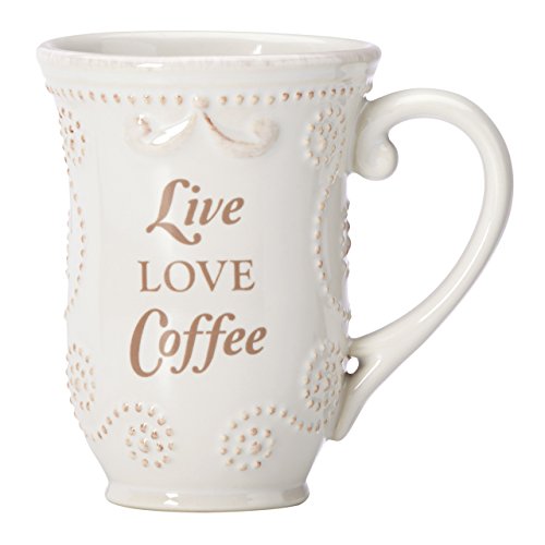 0882864652942 - LENOX FRENCH PERLE LIVE LOVE COFFEE MUG , WHITE