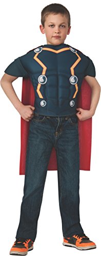 0883028007394 - MARVEL UNIVERSE AVENGERS ASSEMBLE THOR MUSCLE-CHEST COSTUME SHIRT WITH CAPE