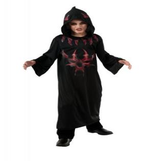 0883028144273 - HALLOWEEN CONCEPTS CHILD'S BLACK AND RED DEVIL ROBE, LARGE