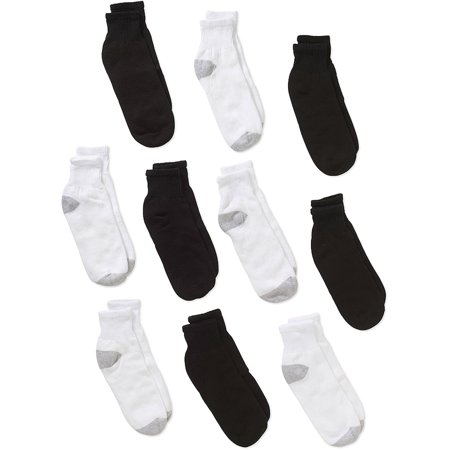0883096242147 - MEN’S CUSHION-SOLE BLACK AND WHITE ANKLE SOCKS 10-PACK