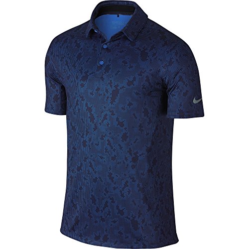 0883212437549 - NIKE GOLF MOBILITY MICRO GEO POLO (PHOTO BLUE/MIDNIGHT NAVY/FLAT SILVER) S
