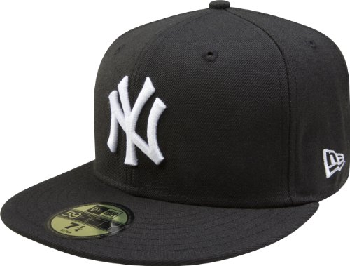 0883233309320 - MLB NEW YORK YANKEES BLACK WITH WHITE 59FIFTY FITTED CAP, 7 3/8