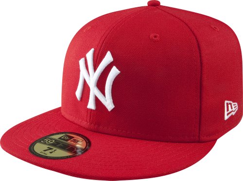 0883233310081 - MLB NEW YORK YANKEES SCARLET WITH WHITE 59FIFTY FITTED CAP, 7 1/4