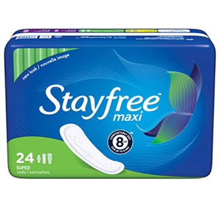 0883330148822 - STAYFREE SUPER MAXI PADS, 24 COUNT (PACK OF 2)