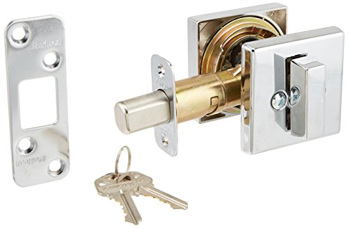 0883351296649 - KWIKSET 993 SQUARE CONTEMPORARY SINGLE CYLINDER DEADBOLT FEATURING SMARTKEY IN POLISHED CHROME