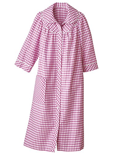 0883372383618 - NATIONAL LONG YARN-DYED FLANNEL CHECK DUSTER, PINK, 2X