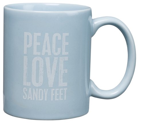 0883504216425 - BEACH HOUSE BLUE - COFFEE TEA MUGS (PEACE LOVE SANDY FEET)