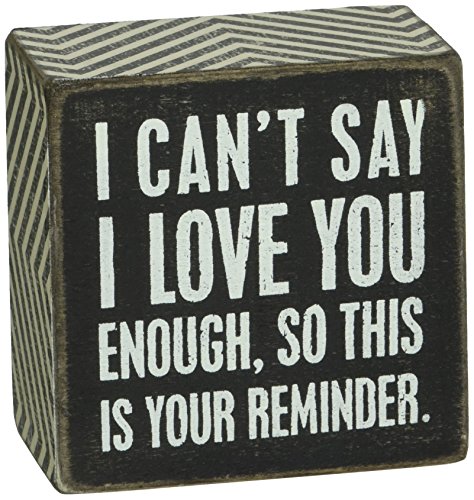 0883504232388 - PRIMITIVES BY KATHY BOX SIGN, 3 BY 3-INCH, I LOVE YOU