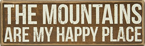 0883504273770 - LAKE OR CABIN DECOR-BOX SIGN- THE MOUNTAINS ARE MY HAPPY PLACE- 11 X 3.50 X 1'75DEEP