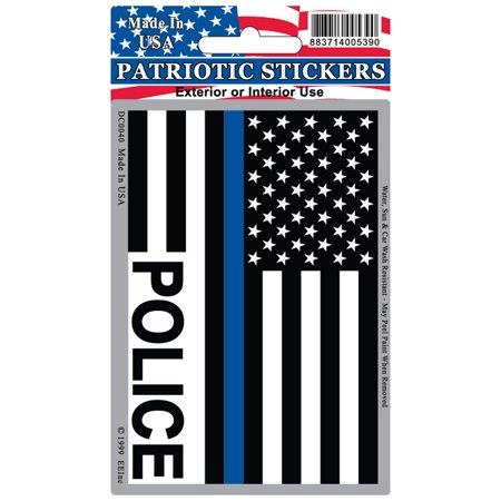 0883714005390 - POLICE BLUE LINE USA FLAG PATRIOTIC CAR DECAL
