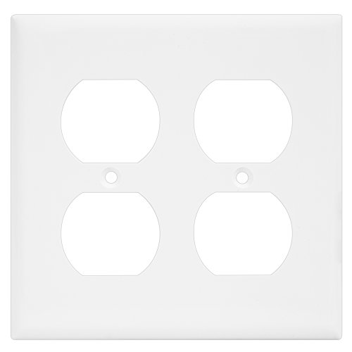 0883951210410 - DUPLEX WALL PLATE BY ENERLITES 8822-W ELECTRICAL OUTLET COVER, 2-GANG STANDARD SIZE, WHITE, UNBREAKABLE POLY-CARBONATE, DECORATIVE GFCI RECEPTACLE SWITCH POWER PLUG 4 HOLES PANEL SQUARE FACEPLATE