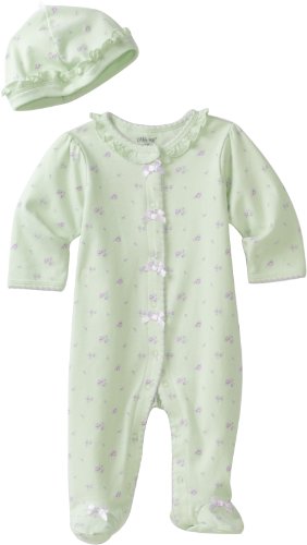 0883953336194 - LITTLE ME® BABY GIRLS' MINT PETITE ROSE FOOTIE AND HAT