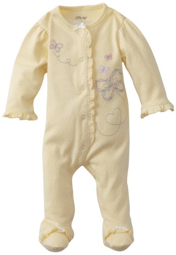 0883953412577 - LITTLE ME BABY GIRL NEWBORN BUTTERFLY FOOTIE, BABY YELLOW, 3 MONTHS