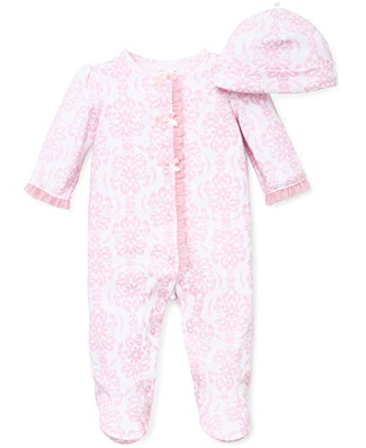0883953668714 - LITTLE ME BABY GIRLS 2-PIECE DAMASK SCROLL FOOTIE AND CAP SET, 12 MONTHS