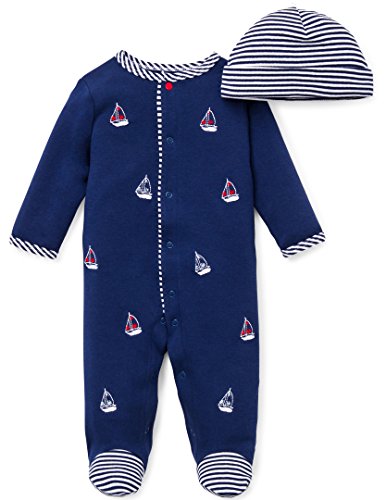 0883953668738 - LITTLE ME BABY BOYS FOOTIE AND HAT PANTS OVERALLS JUMPSUITS, NAVY, 12 MONTHS US