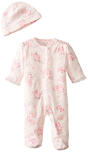 0883953728463 - LITTLE ME BABY-GIRLS NEWBORN SCROLL ROSE FOOTIE AND HAT, PINK FLORAL, 3 MONTHS