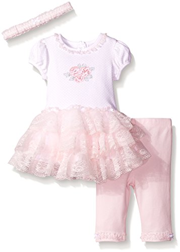 0883953769121 - LITTLE ME BABY ROSE WHIMSY DRESS WITH LEGGING, PINK, 12 MONTHS