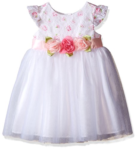 0883953788696 - LITTLE ME TODDLER GIRLS' ROSE LACE MESH DRESS, WHITE FLORAL, 2T