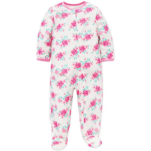 0883953860378 - LITTLE ME BABY GIRLS FLORAL ZIP FOOTIE PAJAMAS FOOTED SLEEPER WHITE PINK 18M