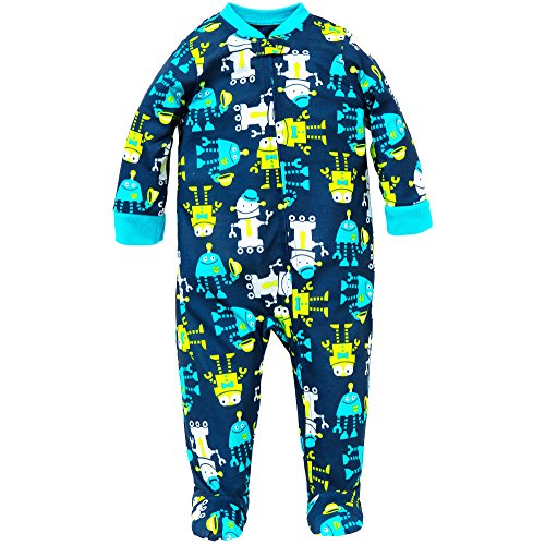 0883953860675 - LITTLE ME BABY BOYS ROBOT SOFT ZIP FOOTIE PAJAMAS FOOTED SLEEPER NAVY BLUE 18M
