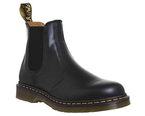 0883985986794 - DR. MARTENS MEN'S 2976 YELLOW STITCH SMOOTH CHELSEA BOOTS, BLACK LEATHER, 11 M UK, 12 M US