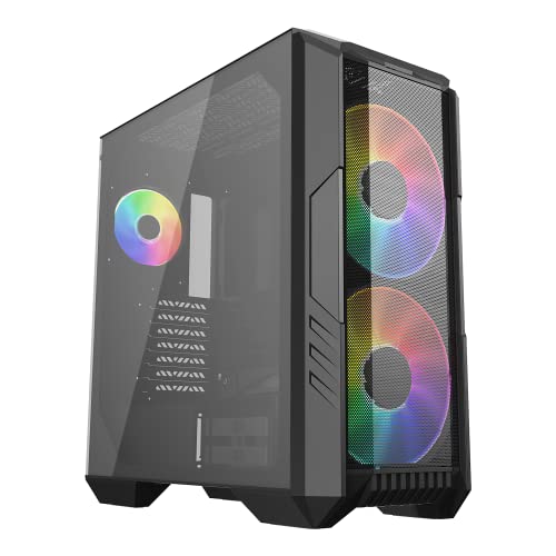 0884102096525 - COOLER MASTER HAF 500 HIGH AIRFLOW ATX MID-TOWER WITH MESH FRONT PANEL, DUAL 200MM ARGB LIGHTING FANS, ROTATABLE GPU FAN, USB 3.2 GEN 2 TYPE C AND TEMPERED GLASS