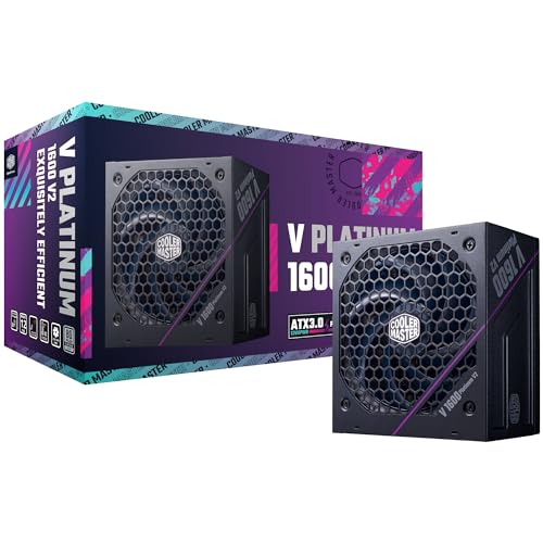 0884102113260 - COOLER MASTER V PLATINUM 1600 V2 ATX 3.1 FULL MODULAR PSU, 80+ PLATINUM, DUAL 90° 12V-2X6 FOR DUAL RTX 4000 SUPPORT, PURPLE ANODIC-COATED HEAT SINK, MOBIUS FAN, 12-YEAR WARRANTY