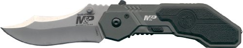 0884233390455 - SMITH & WESSON SWMP1 MILITARY AND POLICE KNIFE WITH MAGIC ASSISTED OPEN AND SCOOPED BACK DROP POINT BLADE
