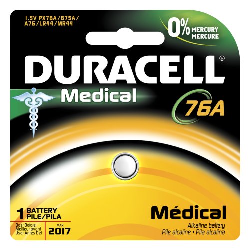0884329758183 - DURACELL PX76A675PK05 MEDICAL MERCURY FREE ALKALINE BUTTON CELL BATTERY, 1.5V, 105 MAH CAPACITY (CASE OF 6)
