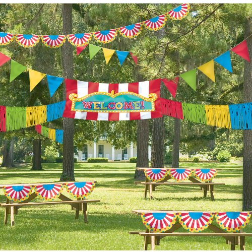 0884408140533 - SUPER FUN OUTDOOR CARNIVAL GIANT DECORATING KIT BIRTHDAY PARTY GAME, RED/YELLOW/BLUE/KIWI
