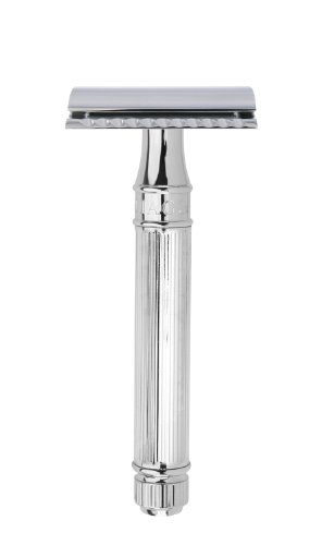 0884422864774 - EDWIN JAGGER DE89LBL LINED DETAIL CHROME PLATED DOUBLE EDGE SAFETY RAZOR