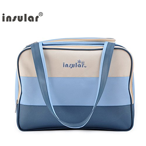 0884440102827 - INSULAR BABY DIAPER BAGS - MULTI FUNCTIONAL BABY DIAPER SHOULDER BAG - WEEKENDER TOTE - NAPPY CHANGING STROLLER ORGANIZER (BLUE)