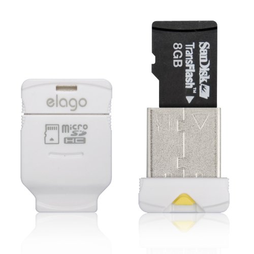 0884444116318 - ELAGO MOBILE NANO II USB 2.0 MICROSDHC FLASH MEMORY CARD READER -WORKS UP TO 32GB- (WHITE)
