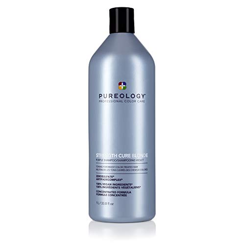 0884486437433 - PUREOLOGY STRENGTH CURE BLONDE PURPLE SHAMPOO | FOR BLONDE & LIGHTENED COLOR-TREATED | TONES & FORTIFIES BRASSY HAIR | SULFATE-FREE | VEGAN | UPDATED PACKAGING | 33.8 FL. OZ. |
