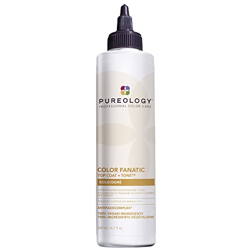 0884486496560 - PUREOLOGY COLOR FANATIC TOP COAT + TONE GOLD HIGH-GLOSS HAIR TONER | HAIR GLOSS FOR COLOR-TREATED HAIR | GLAZE FOR WARM STRAWBERRY BLONDE HAIR | 6.7 FL OZ